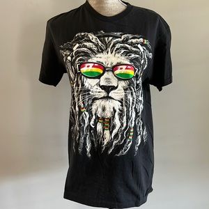 Brand Unknown | Size L | Black | Unisex T-shirt | Reggae | Lion with Dreadlocks
